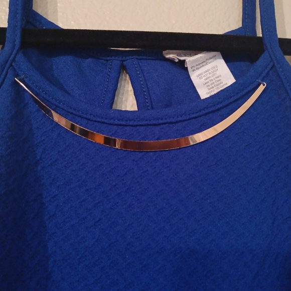 Miley and Molly Blue Sleeveless Peplum Top Size Large - Picture 3 of 9